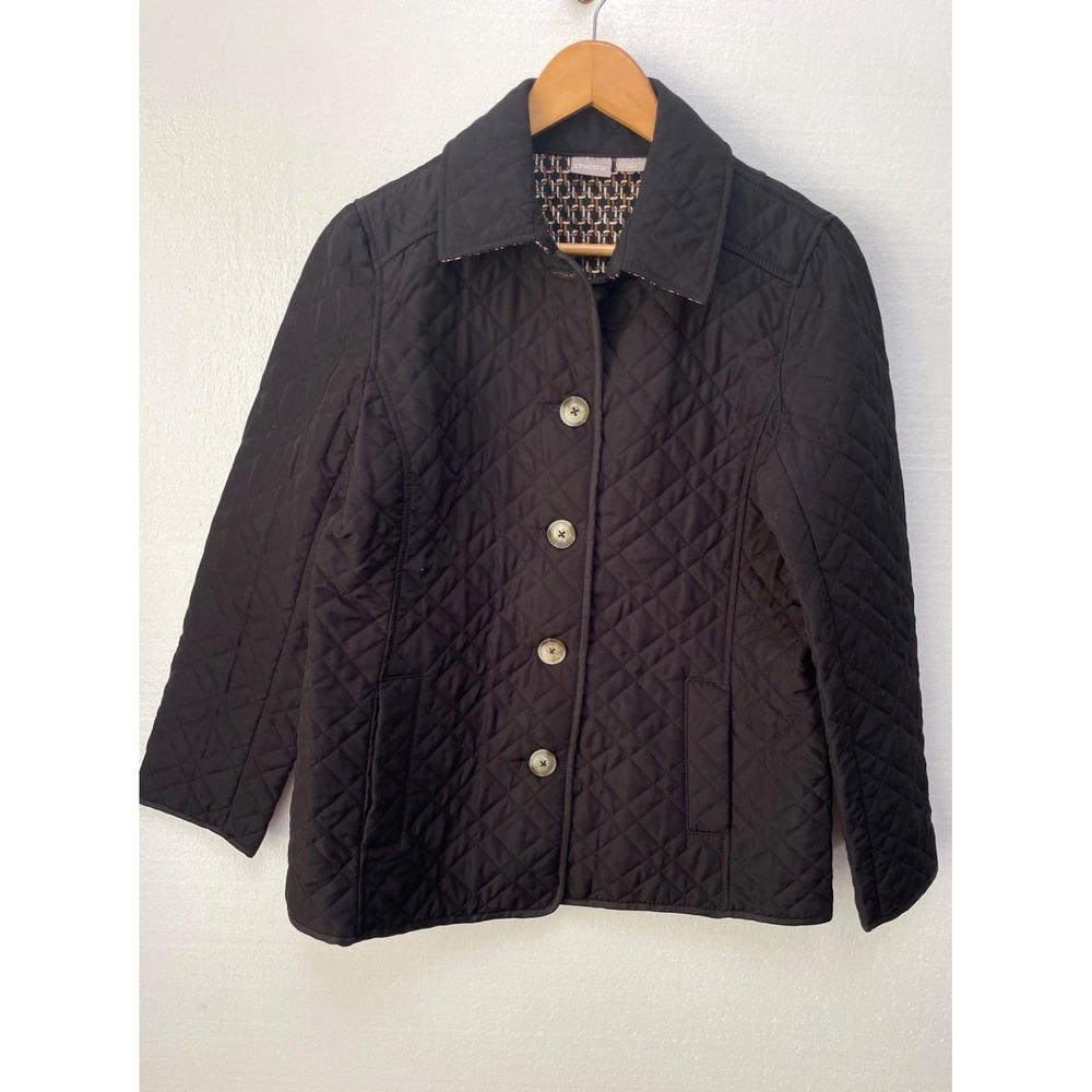 Chicos Quilted Jacket 1 Black, Diamond, Button, Office, Classic, Lightweight